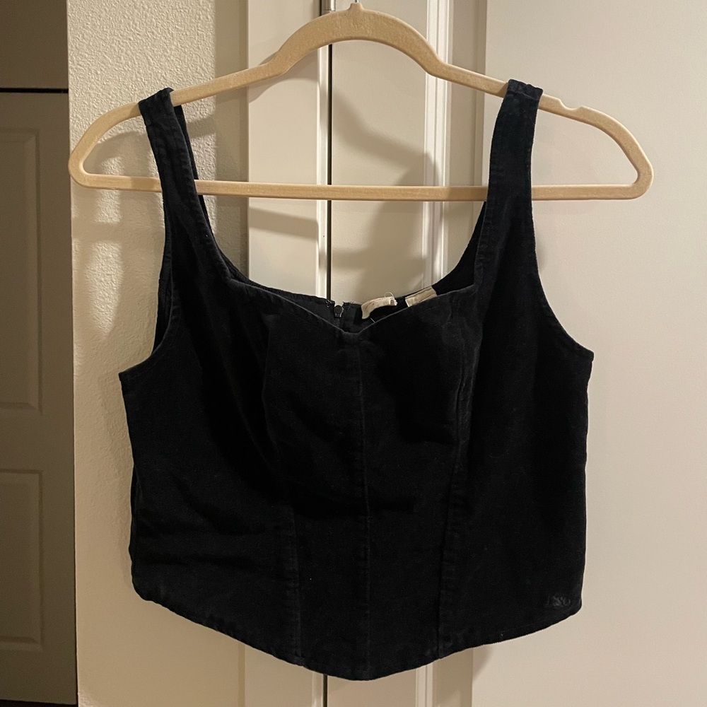 Levi’s 100% Cotton Lennox Black Cropped Corduroy Corset Tank Top